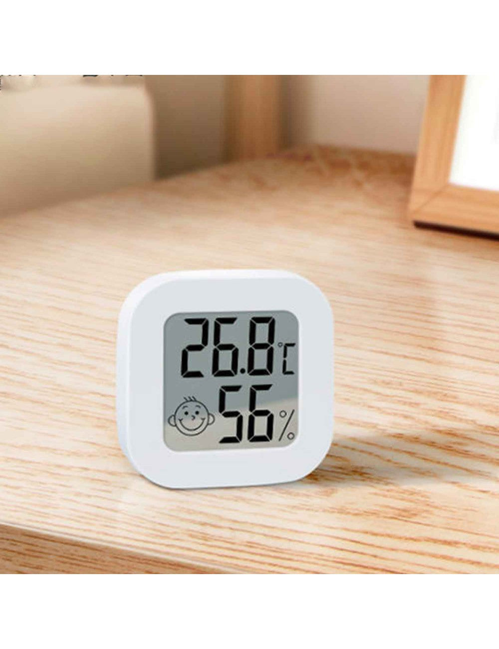 Бял мини LCD стаен термометър с влагомер
