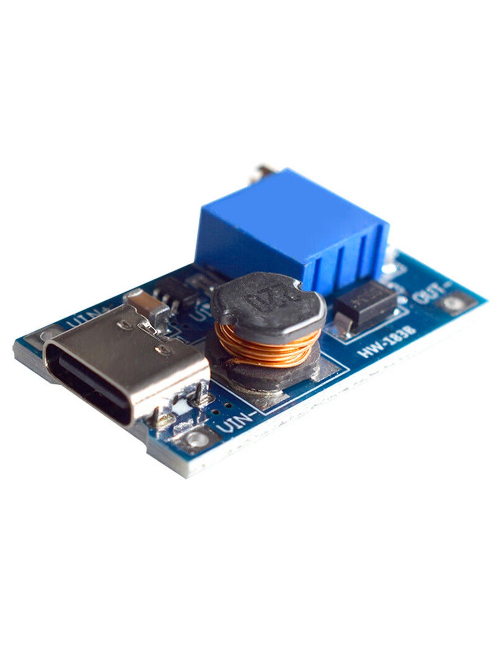 MT3608 Повишаващ преобразувател с USB-C 3V-24V 4V-28V 2A