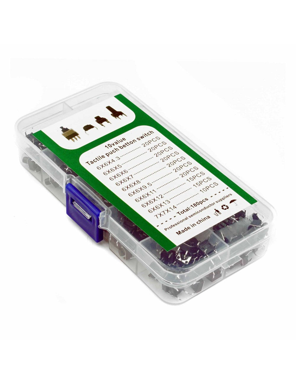 Tact Switch Комплект микро превключватели в органайзер 180бр.