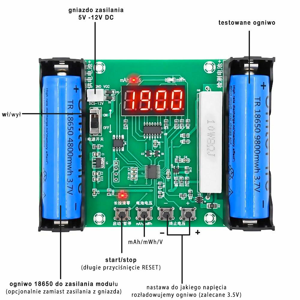 XH-M240 Тестер за капацитет на батерии 18650 Li-Ion свързване