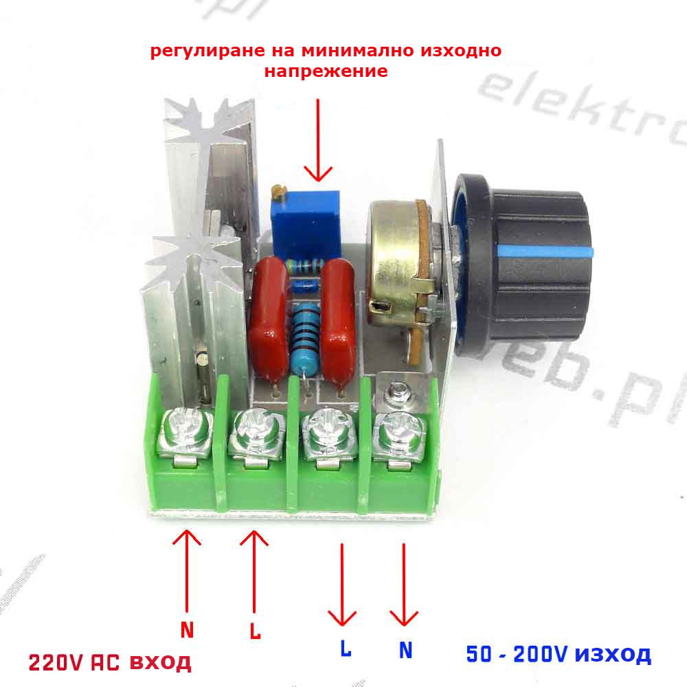 Регулатор на напрежение до 2000W и 230V свързване